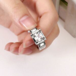 White Sapphire Crystal White Rhodium Plated Ring